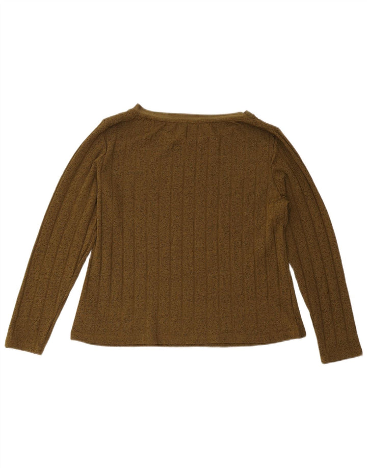 Marks & Spencer Γυναικείο τοπ μακρυμάνικο UK 12 Medium Khaki Polyester