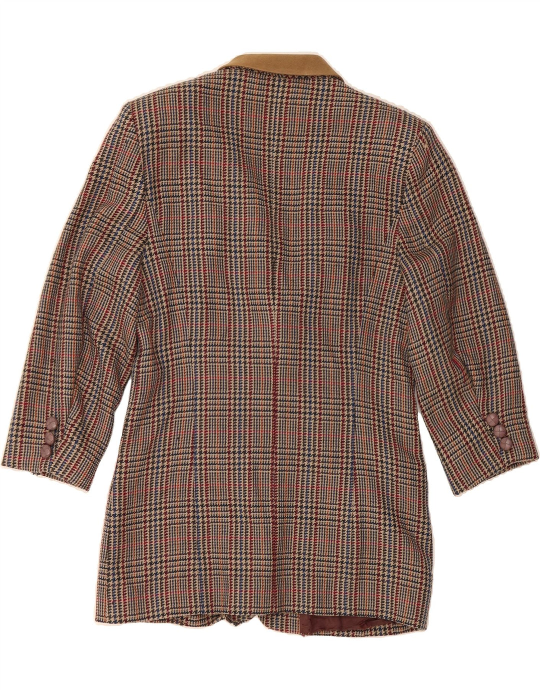 BLARNEY Womens 3/4 Sleeve 3 Button Blazer Jacket UK 14 Medium Brown Check Vintage Blarney and Second-Hand Blarney from Messina Hembry 