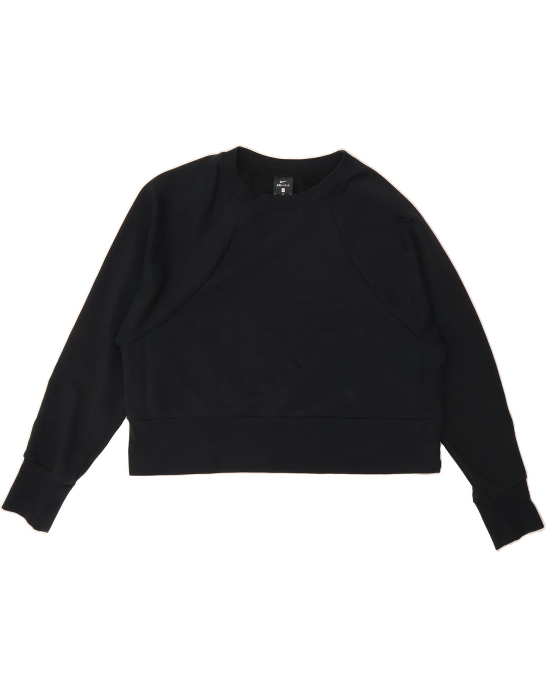 NIKE Womens Dri Fit Crop Graphic Sweatshirt Jumper UK 14 Medium Black Vintage Nike and Second-Hand Nike from Messina Hembry 