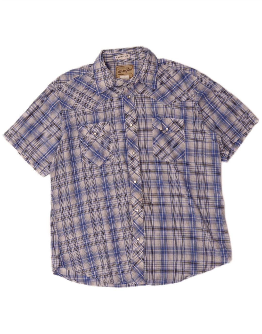 Ανδρικό κοντομάνικο πουκάμισο Wrangler Western XL Μπλε καρό