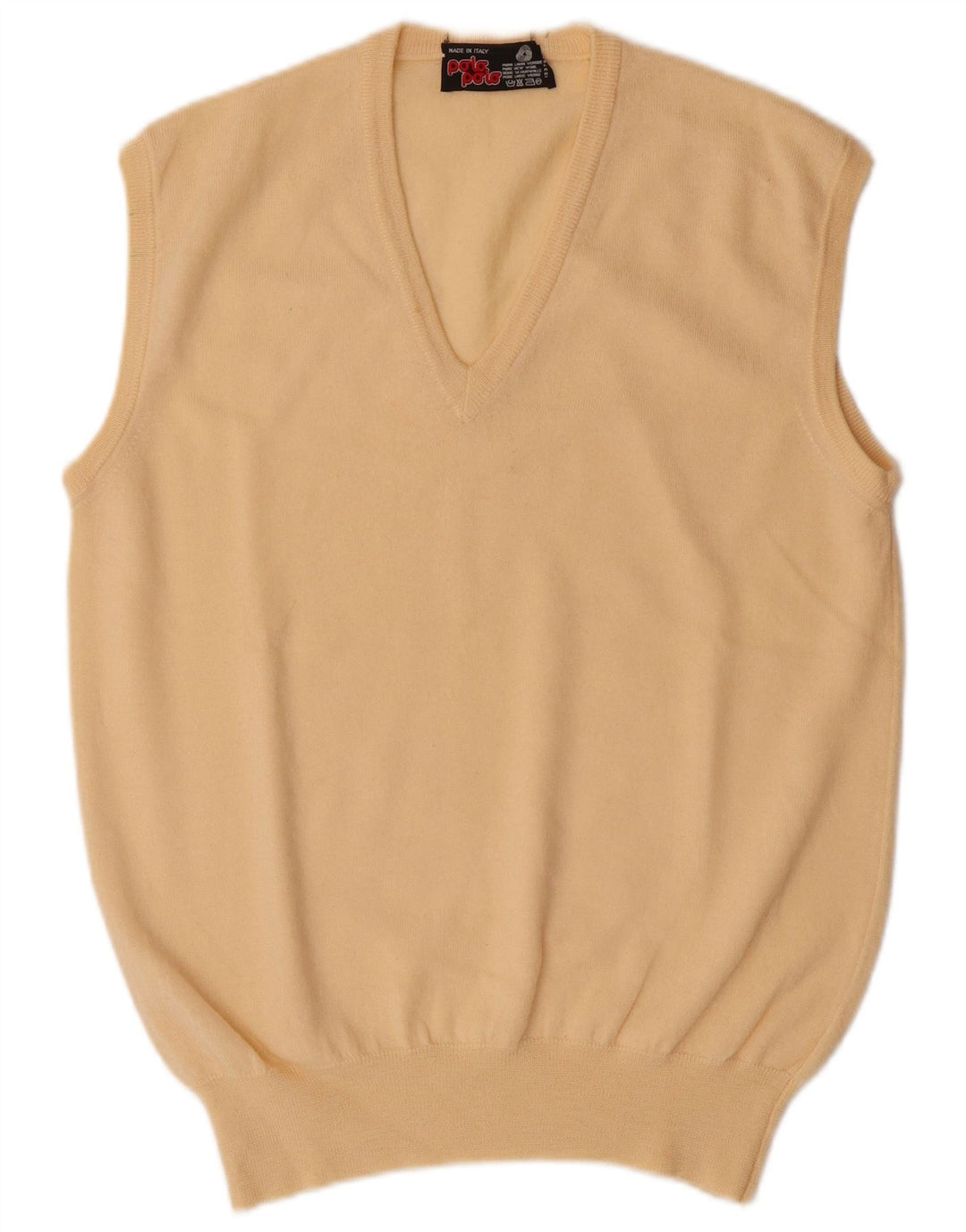 POLO ανδρικό γιλέκο V-λαιμόκοψη Tank Top IT 52 μεγάλο κίτρινο παρθένο μαλλί