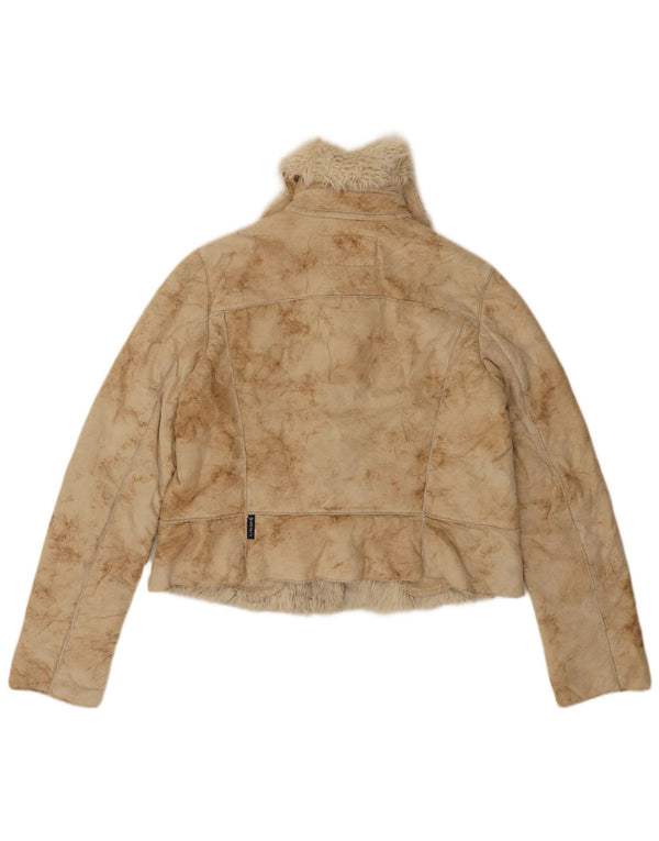 Armani Jeans Γυναικείο Crop Sherpa Jacket IT 44 Medium Beige Tie Dye Acrylic