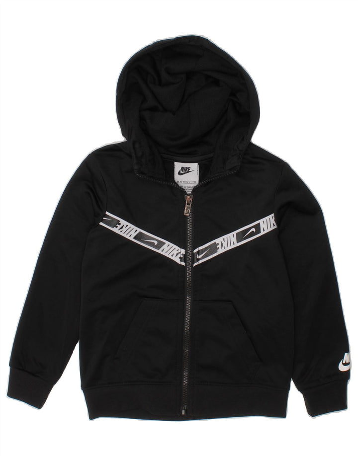 NIKE Boys Graphic Zip Hoodie Sweater 2-3 Years Black Polyester Vintage Nike and Second-Hand Nike from Messina Hembry 