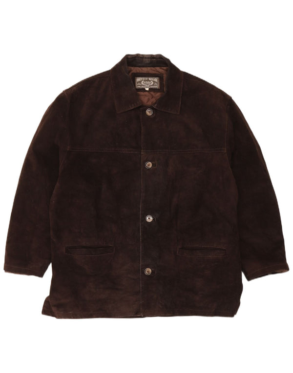 Vintage Ανδρικό Loose Fit Suede Jacket UK 36 Small Brown Δερμάτινο