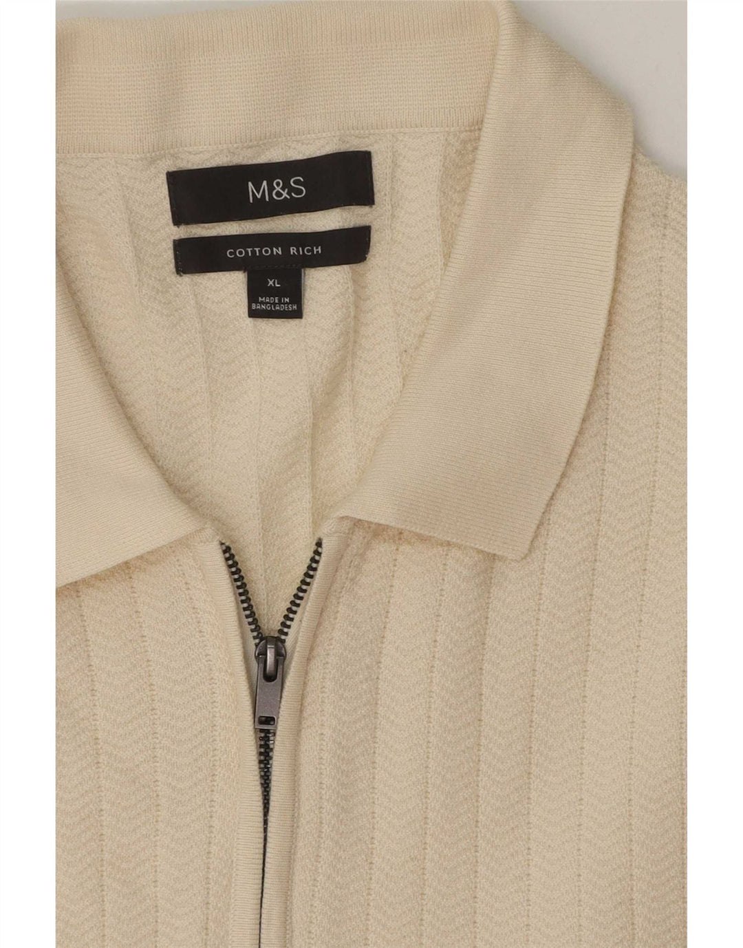 Ανδρικό μπλουζάκι πόλο Marks & Spencer XL Λευκό βαμβακερό