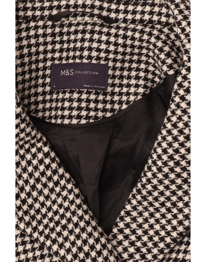 Marks & Spencer Γυναικείο παλτό με διπλό στήθος UK 8 Small Black Houndstooth