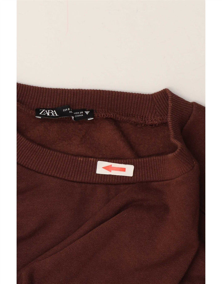 Zara Γυναικεία φούτερ Crop Jumper UK 10 Small Brown