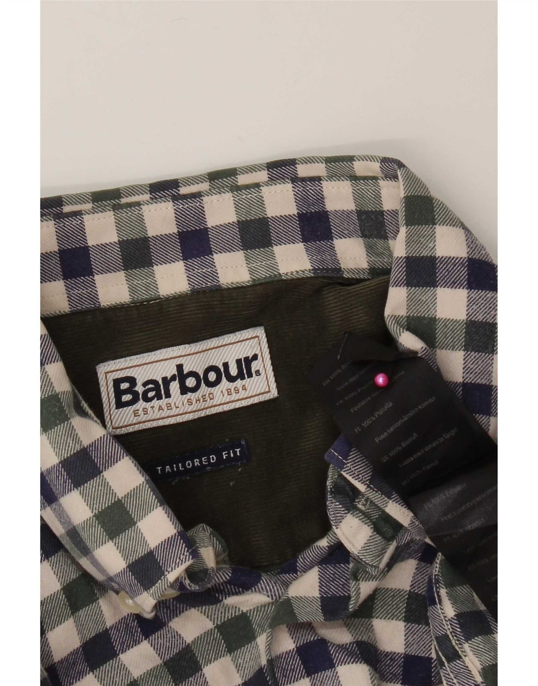 Ανδρικό φανελένιο πουκάμισο Barbour Tailored Fit, μεσαίο μπλε βαμβακερό Gingham