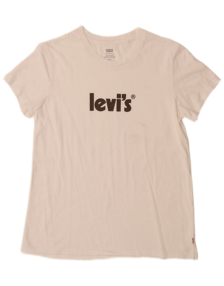 Γυναικείο γραφικό T-Shirt LEVI'S Top UK 12 Medium White