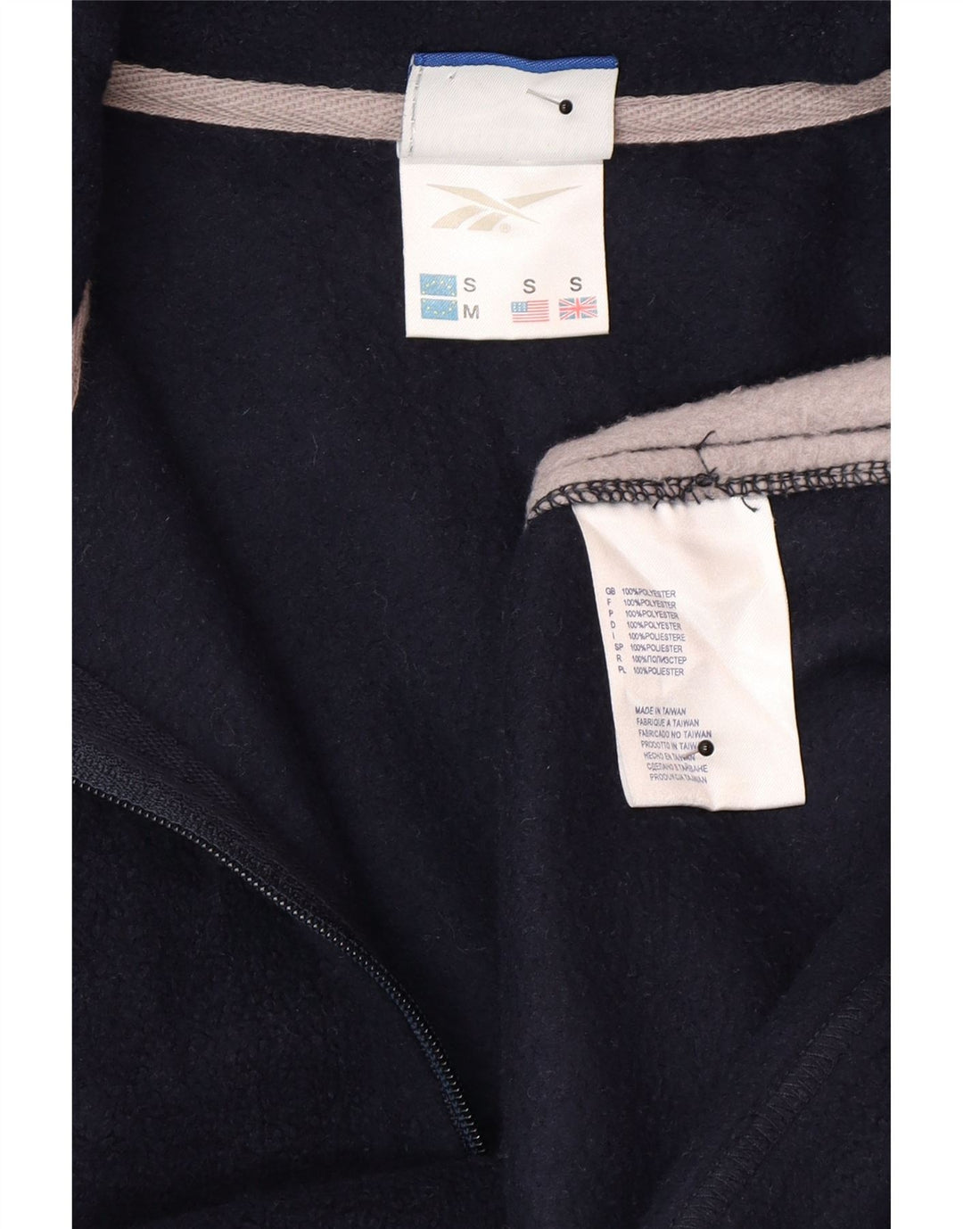 Reebok Ανδρικό φερμουάρ με λαιμόκοψη Fleece Jumper Μικρό μπλε Navy Colorblock Πολυεστέρας