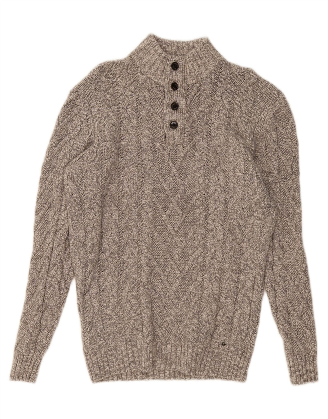 WESTBURY Ανδρικό πουλόβερ με κουμπιά λαιμόκοψη μεσαίου γκρι μαλλί