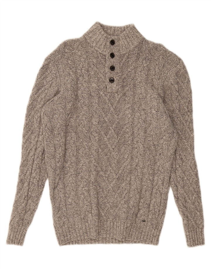 WESTBURY Ανδρικό πουλόβερ με κουμπιά λαιμόκοψη μεσαίου γκρι μαλλί