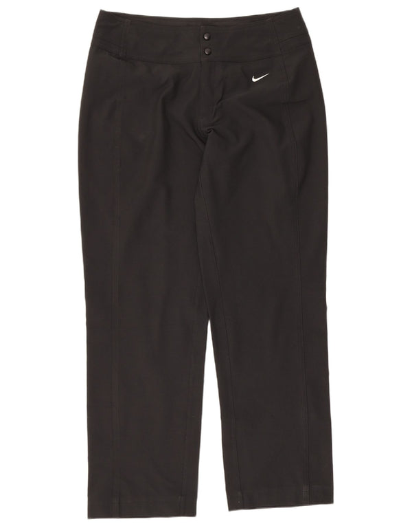 Nike γυναικείο ίσιο casual παντελόνι UK 8/10 Small W29 L27 Μαύρο πολυεστέρα