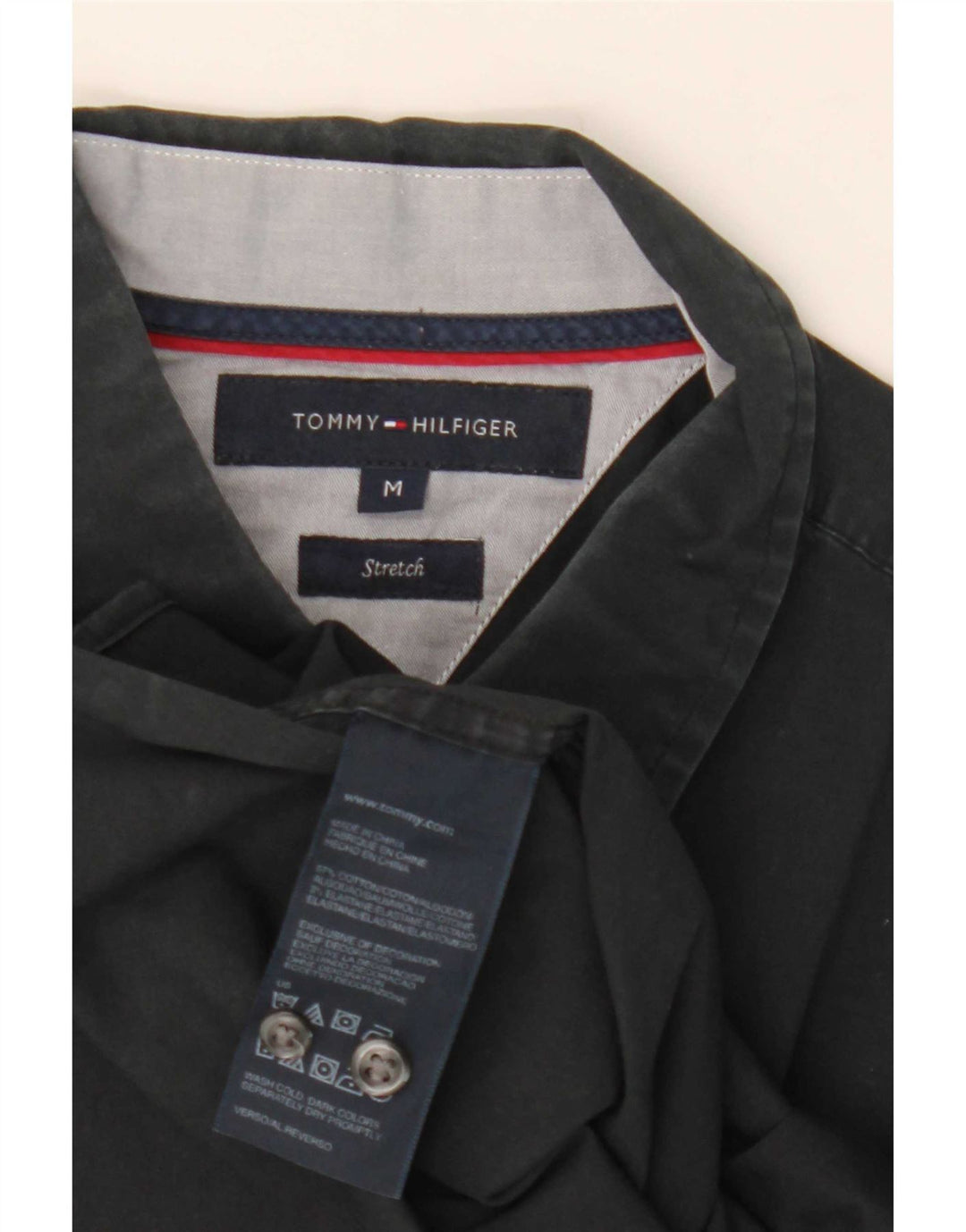 Ανδρικό πουκάμισο Tommy Hilfiger, μεσαίο μαύρο βαμβακερό