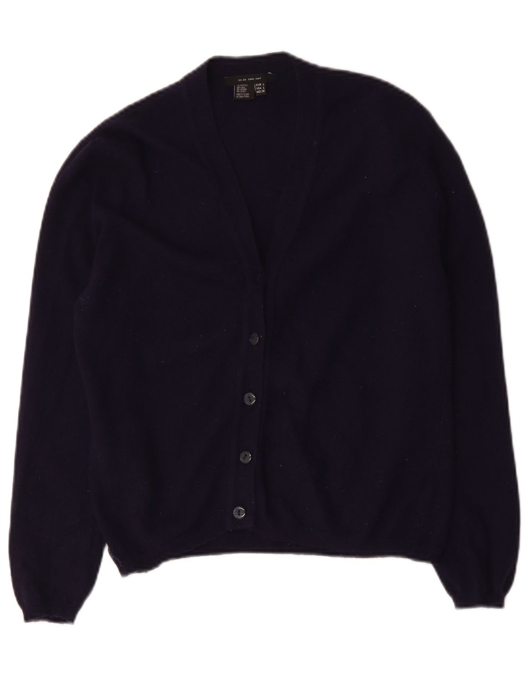Zara Γυναικεία Ζακέτα UK 14 Large Navy Blue Wool