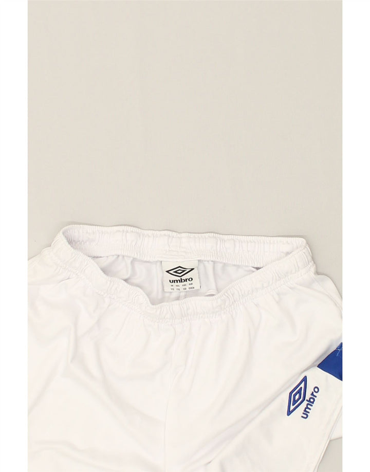UMBRO Boys Graphic Sport Shorts 12-13 Years XL White Polyester | Vintage Umbro | Thrift | Second-Hand Umbro | Used Clothing | Messina Hembry 