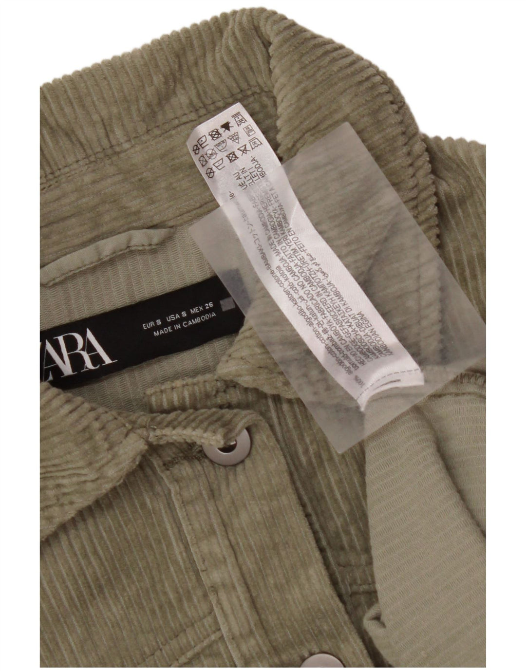 ZARA Γυναικείο Κοτλέ πουκάμισο UK 10 Μικρό Πράσινο Βαμβάκι