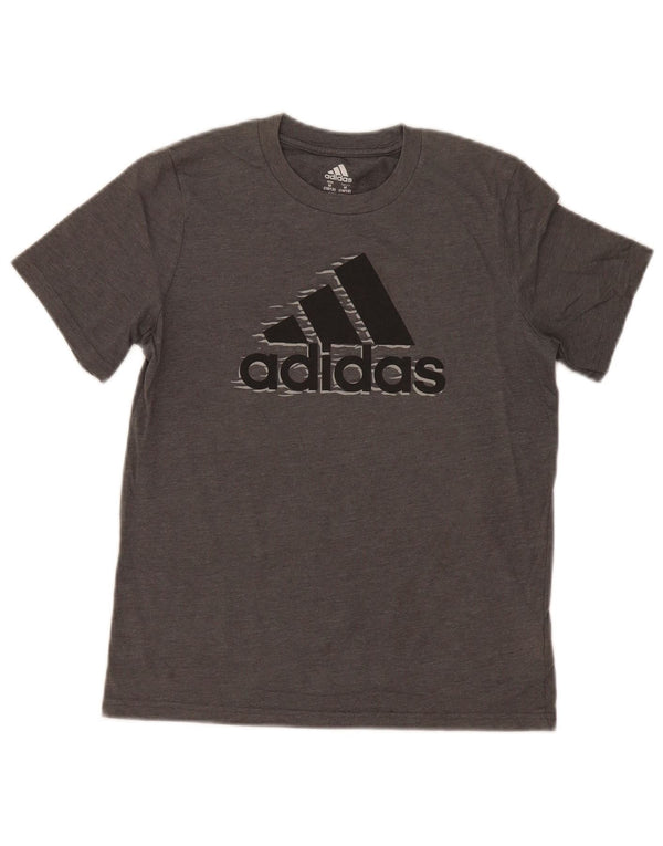 Γραφικό T-Shirt Adidas Boys Top 10-11 ετών Μεσαίο γκρι βαμβακερό
