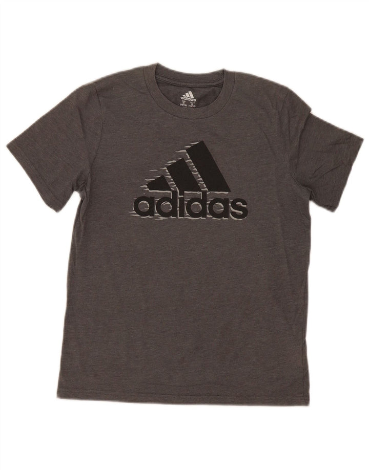 Γραφικό T-Shirt Adidas Boys Top 10-11 ετών Μεσαίο γκρι βαμβακερό