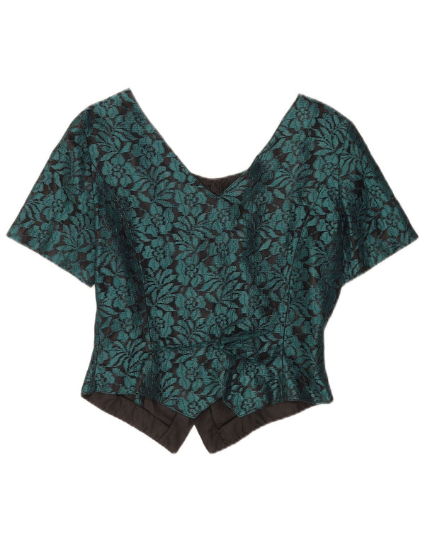 Together Womens Crop κοντομάνικο μπλούζα UK 10 Small Green Floral