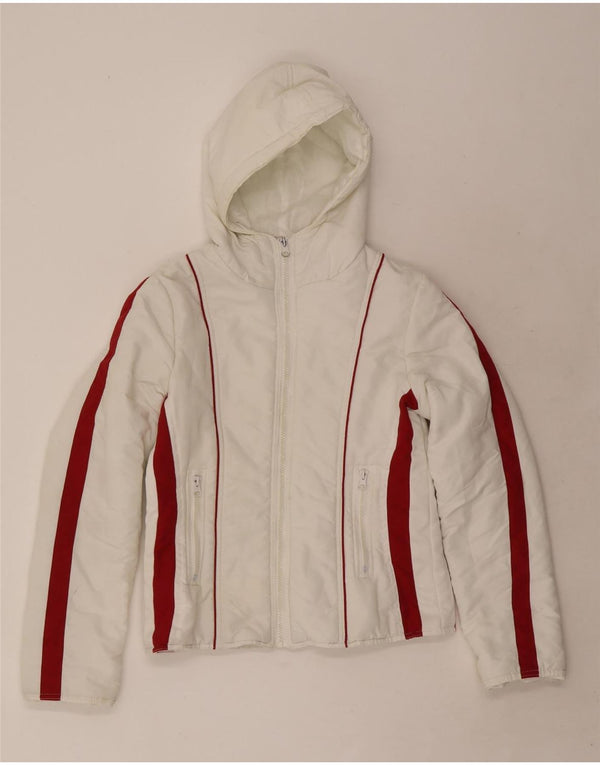 Karma γυναικείο μπουφάν με κουκούλα UK 10 Small White Colorblock Polyester