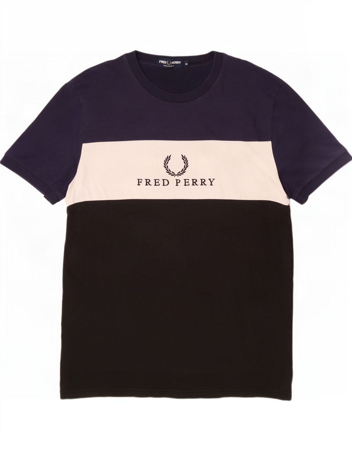 Ανδρικό γραφικό μπλουζάκι Fred Perry Top Medium Black Colourblock Βαμβακερό