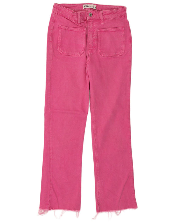 Zara Womens High Rise Straight Jeans EU 36 XS W26 L27 Pink Cotton