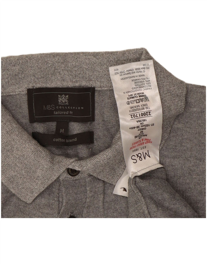Marks & Spencer Ανδρικό πουλόβερ με λαιμόκοψη σε μεσαίο γκρι χρώμα