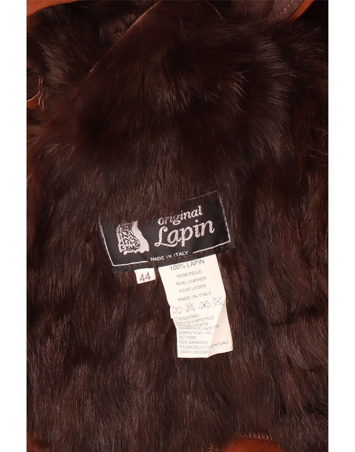 Γυναικείο Shearling Παλτό VINTAGE IT 44 Μεσαίο Καφέ Δέρμα
