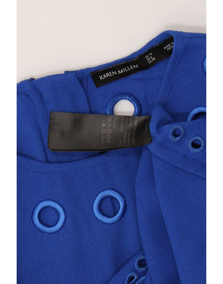 KAREN MILLEN Γυναικεία υπερμεγέθη Crop Μπλούζα τοπ UK 10 Small Blue Polyester