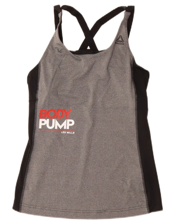 Γραφικό γιλέκο REEBOK Γυναικείο Les Mills Top UK 4/6 XS Grey Colourblock