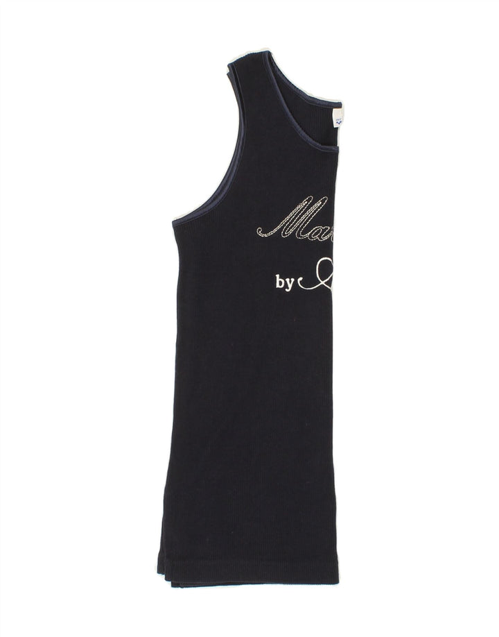 ARENA Womens Graphic Vest Top UK 12 Medium Navy Blue Cotton Vintage Arena and Second-Hand Arena from Messina Hembry 