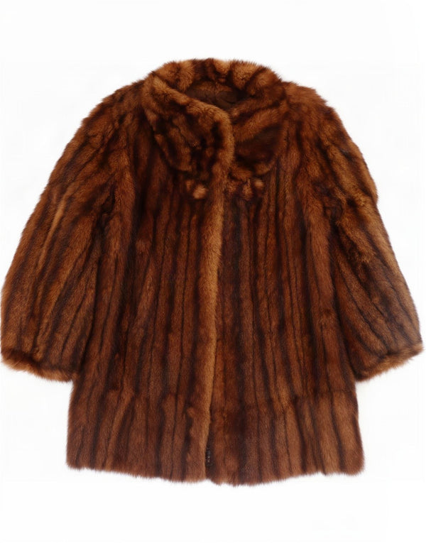 Vintage γυναικείο γούνινο παλτό UK 12 μεσαίου καφέ Animal print
