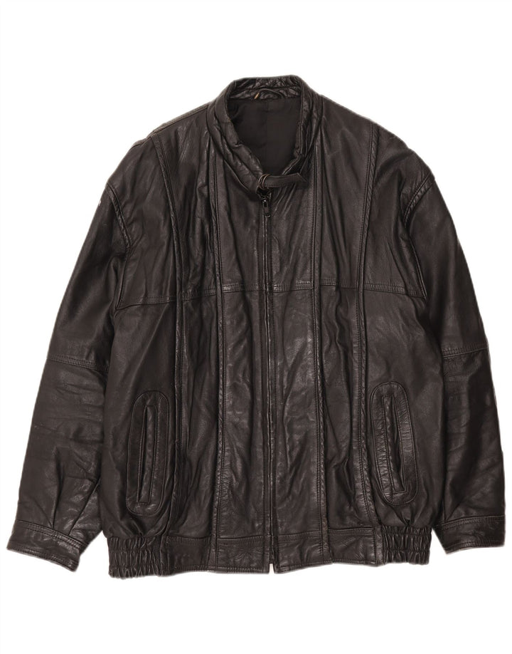 Pointers Mens Bomber Leather Jacket UK 36 Small Black Leather