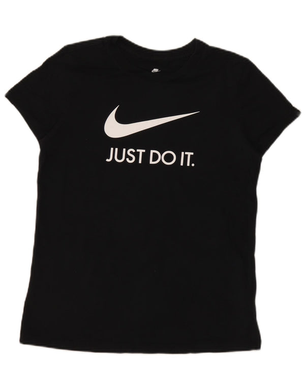 Γυναικείο γραφικό μπλουζάκι Nike 14 μεγάλο μαύρο βαμβακερό τοπ UK