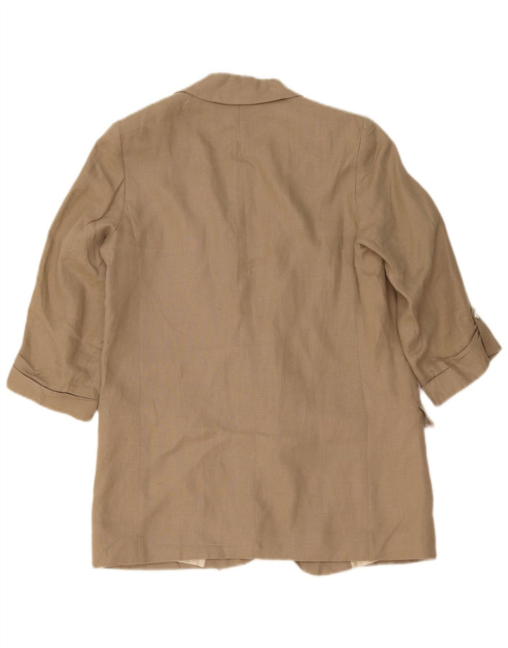 Zara Γυναικείο Μπουφάν 3/4 με ανοιχτό μανίκι UK 14 Medium Beige Λινό