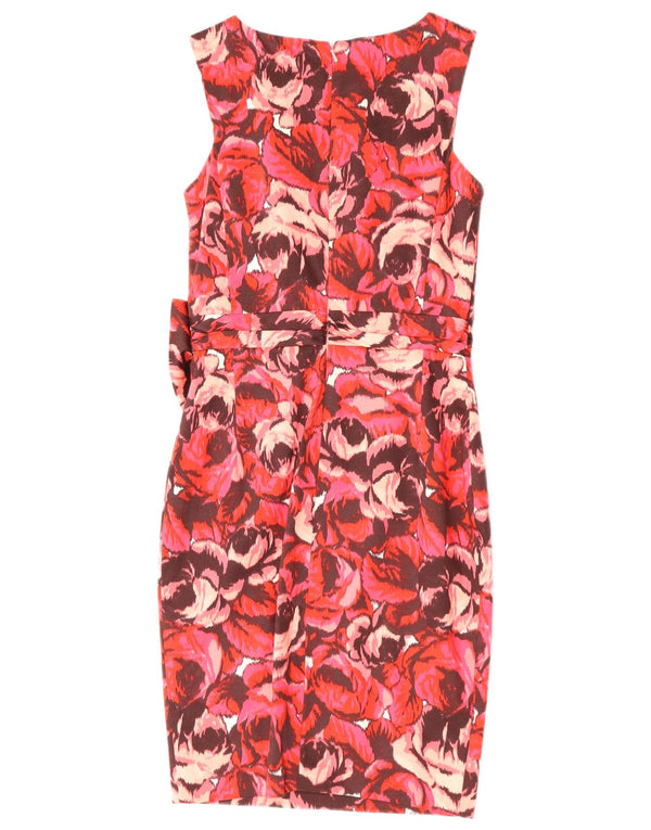Warehouse Γυναικείο αμάνικο φόρεμα UK 10 Small Red Floral Βαμβακερό