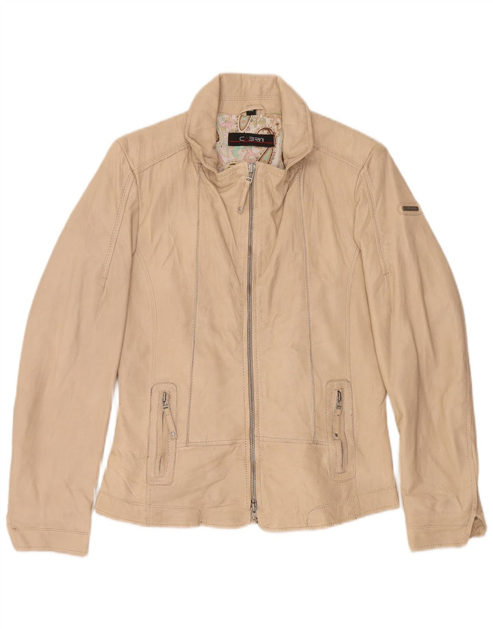 Cabrini Γυναικείο Δερμάτινο Μπουφάν Biker EU 36 Small Beige