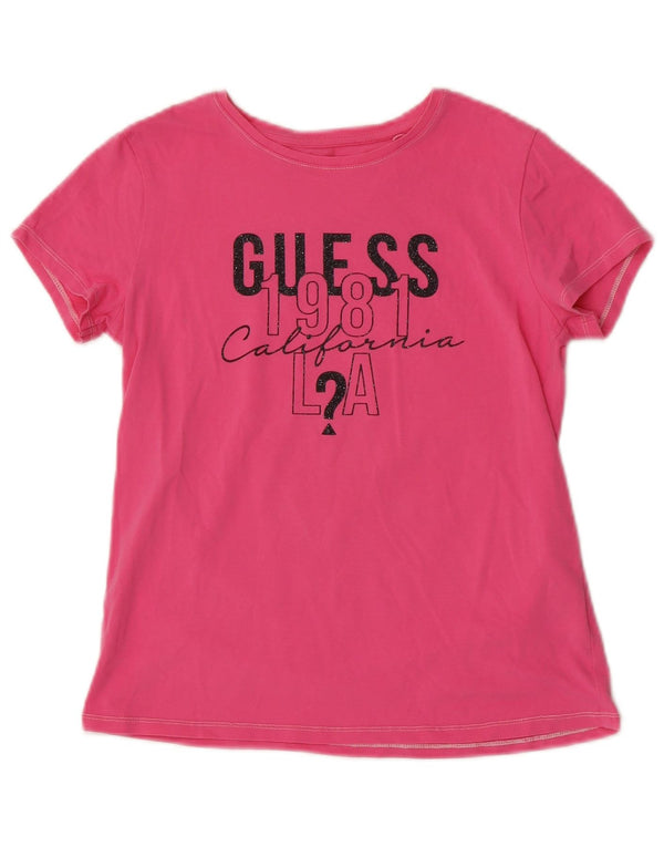 Guess Girls Graphic T-Shirt Top 13-14 Years Pink Cotton