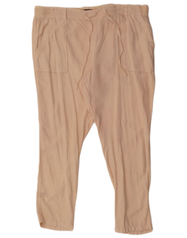 Marks & Spencer Γυναικείο λεπτό παντελόνι UK 18 XL W40 L28 Ροζ Λινό