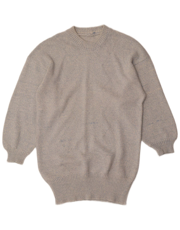 Vintage γυναικείο πουλόβερ Longline Crew Neck Jumper UK 16 Large Grey Flecked