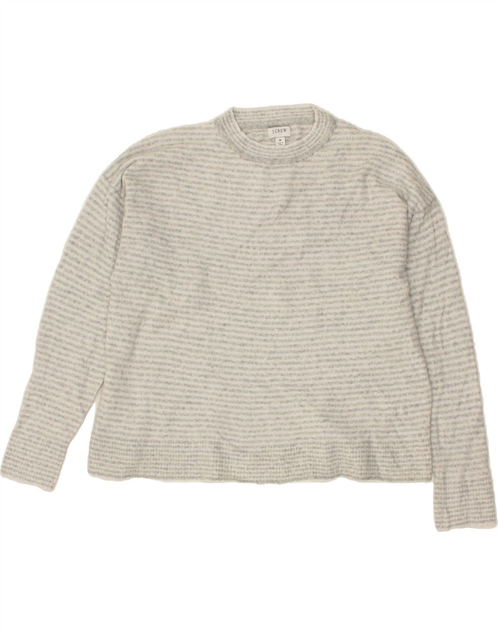 J. CREW Womens Crew Neck Jumper Sweater UK 14 Medium Grey Striped Vintage J. Crew and Second-Hand J. Crew from Messina Hembry 