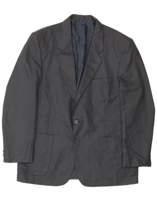 Farah Ανδρικό σακάκι σακάκι με 2 κουμπιά UK 40 Large Navy Blue Houndstooth Wool