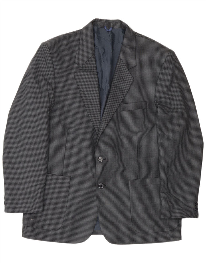 Farah Ανδρικό σακάκι σακάκι με 2 κουμπιά UK 40 Large Navy Blue Houndstooth Wool