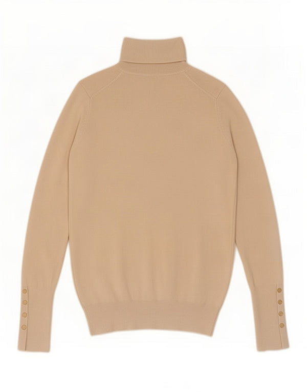 Zara γυναικείο πουλόβερ με ρολό λαιμόκοψη UK 10 Small Beige Viscose