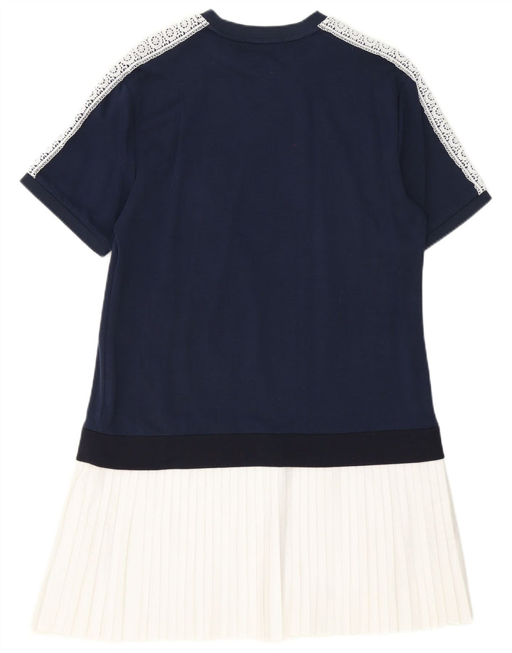 Fred Perry Γυναικείο Βασικό Φόρεμα UK 14 Large Navy Blue Colourblock Βαμβακερό