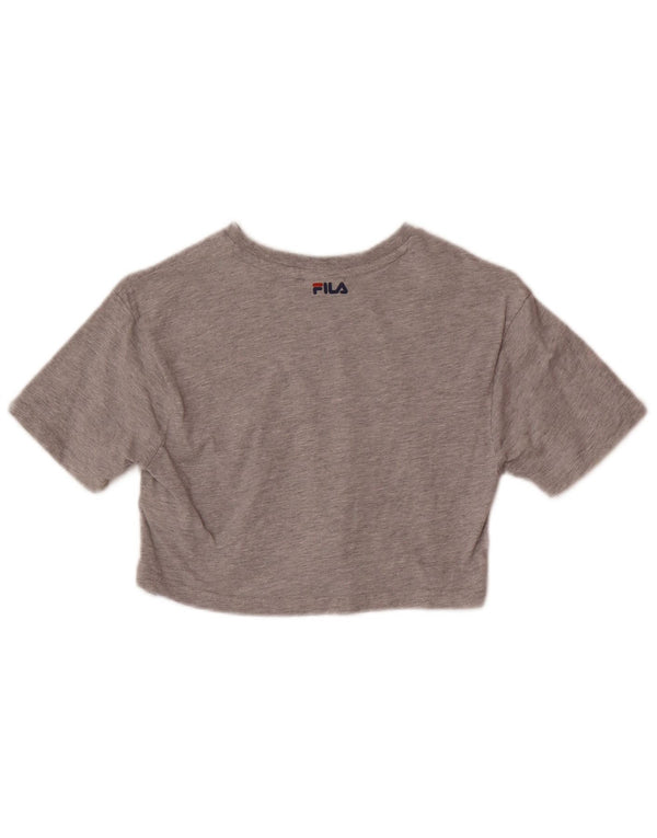 Fila Girls Crop Graphic T-Shirt Top 9-10 Years Grey Cotton