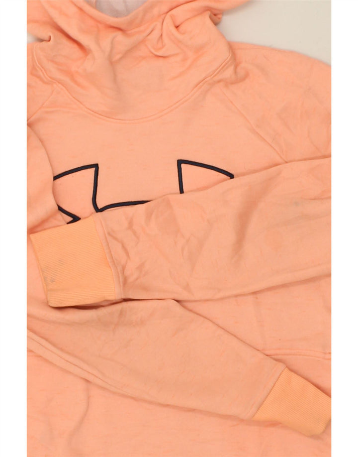 UNDER ARMOUR Womens Cold Gear Graphic Hoodie Jumper UK 14 Medium Orange | Vintage Under Armour | Thrift | Second-Hand Under Armour | Used Clothing | Messina Hembry 