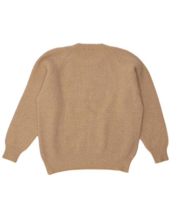 Vintage Womens Crew Neck Jumper Sweater IT 48 XL Beige Merino Wool