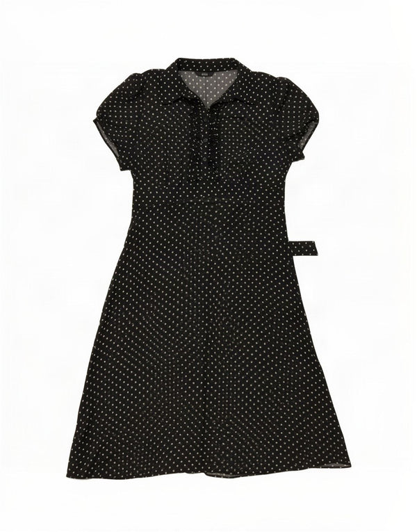 Marks & Spencer Womens See Through A-Line UK 14 Medium Black Spotted